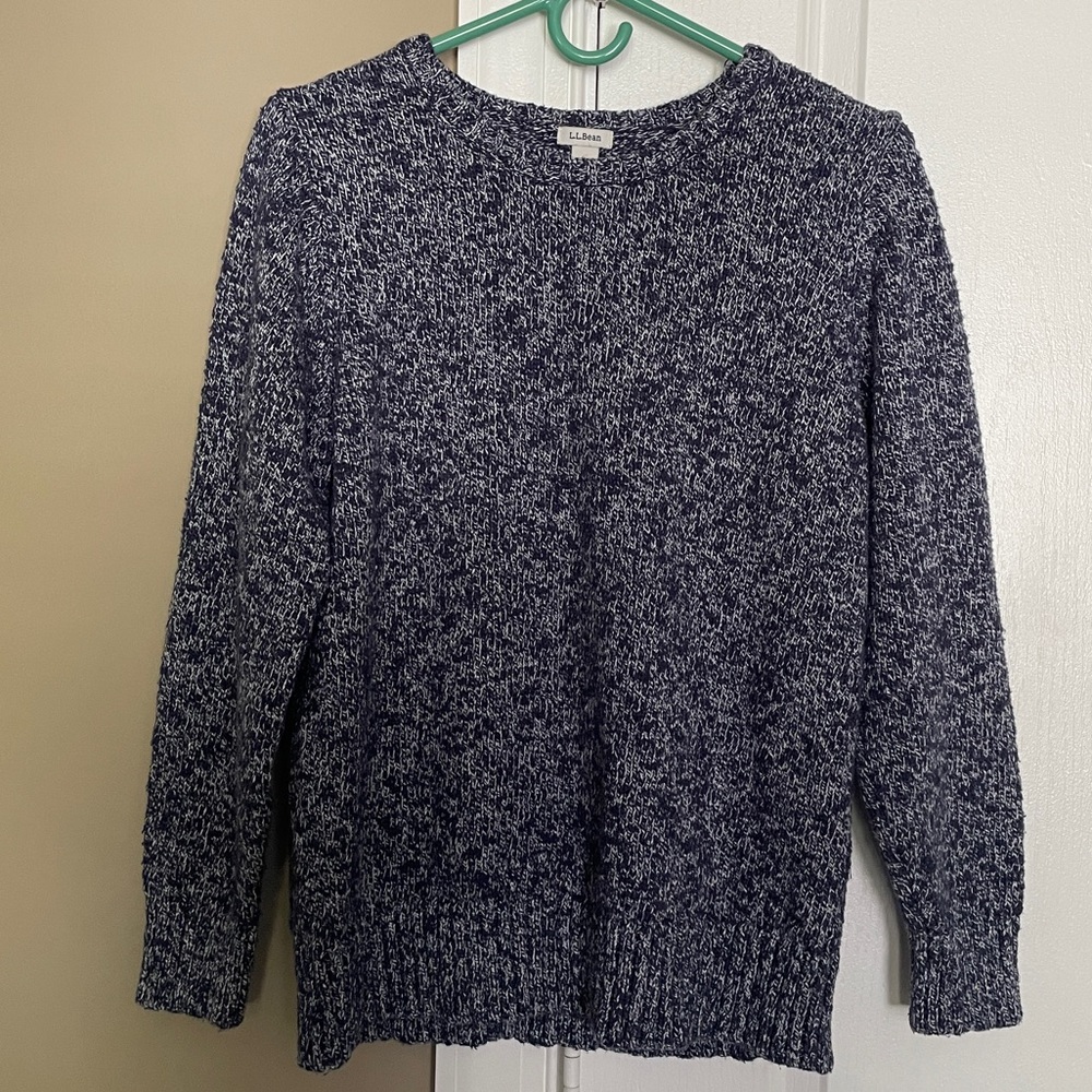 L.L. Bean Blue and White Crew Neck Sweater